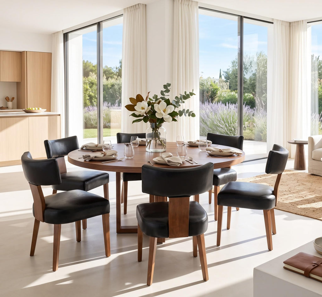 Black Set of 6 PU Leather Upholstered Dining Chairs A91845