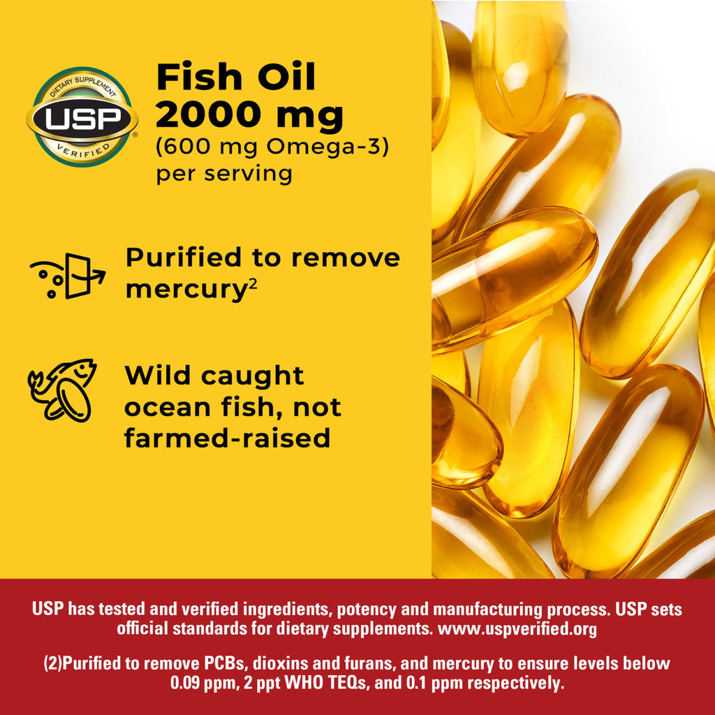 Fish Oil Omega 3 Supplements 2000mg 250 Softgels V335412