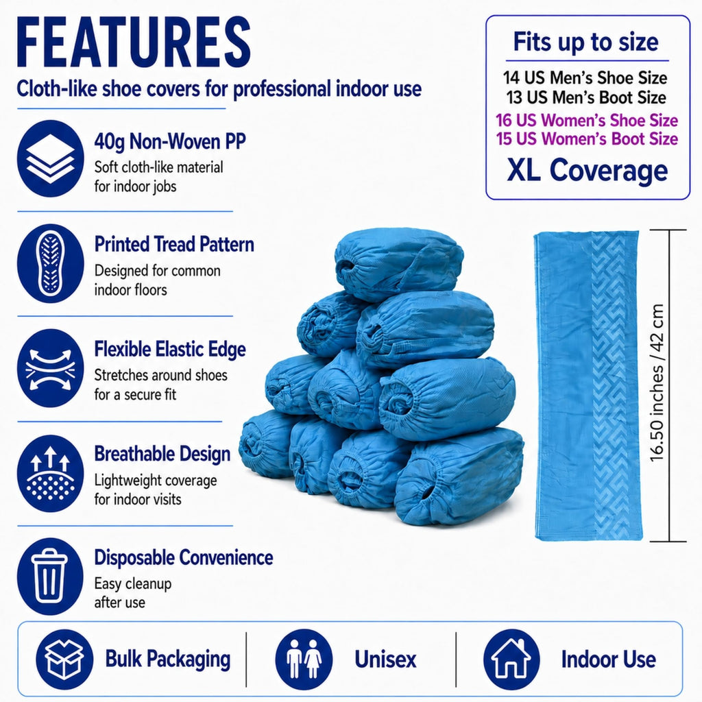 Blue Disposable Shoe Covers 100 Pack XL L67673
