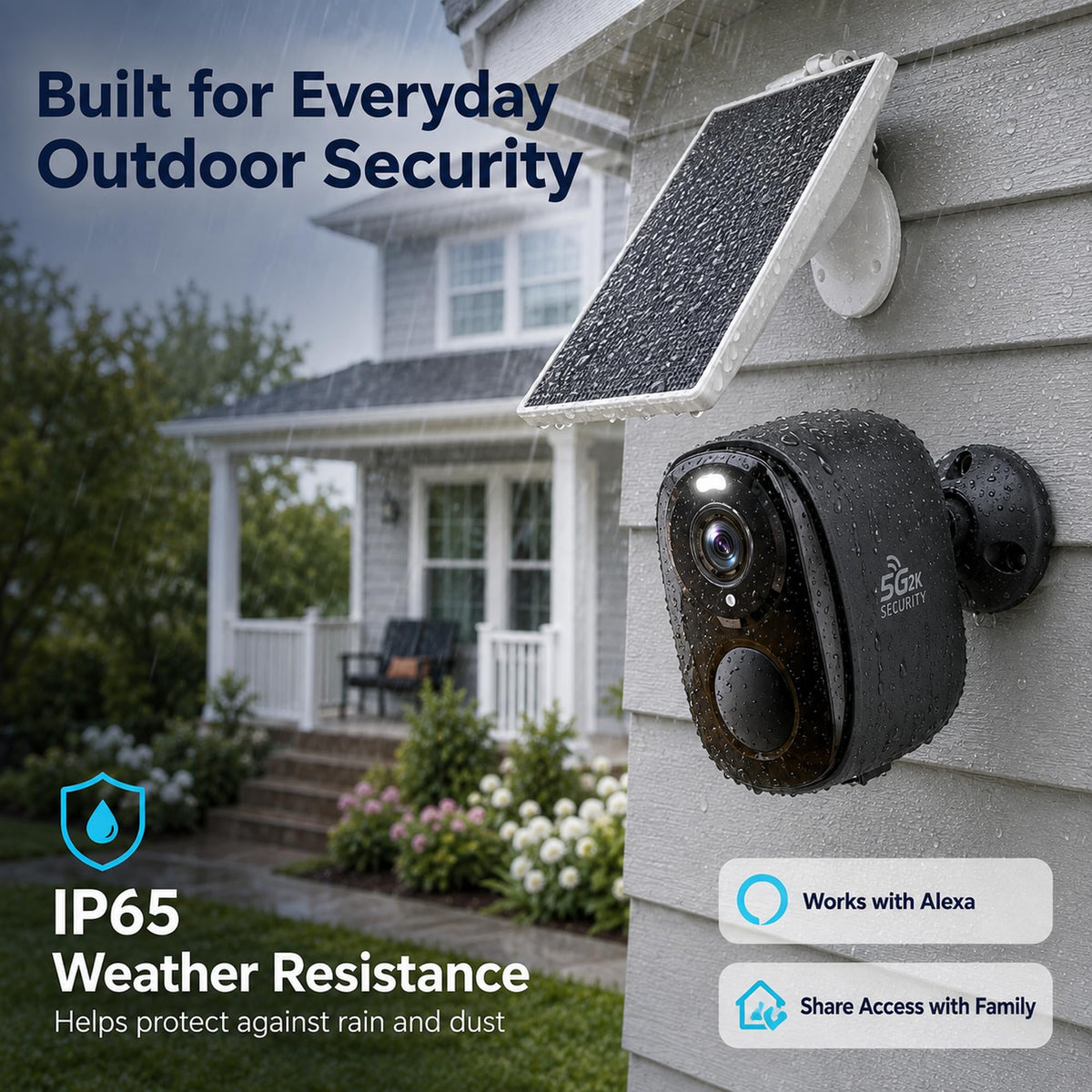 5GHz/2.4G Wireless Outdoor Security Cameras with Solar Panels F49901