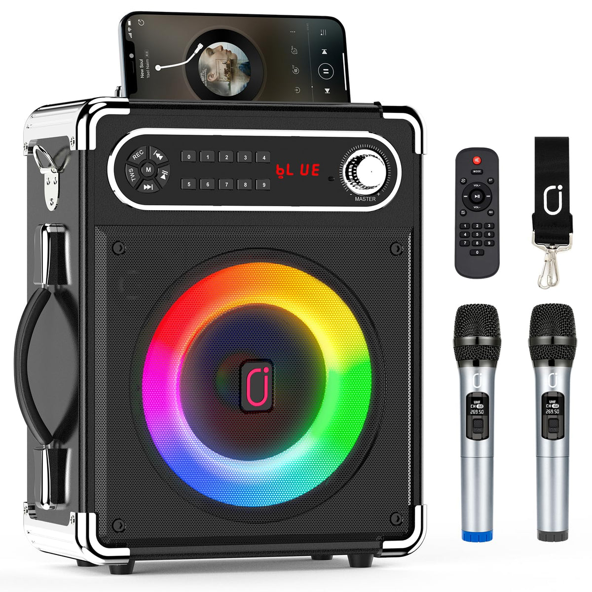 Bluetooth Speaker with Two Wireless Microphones O3965