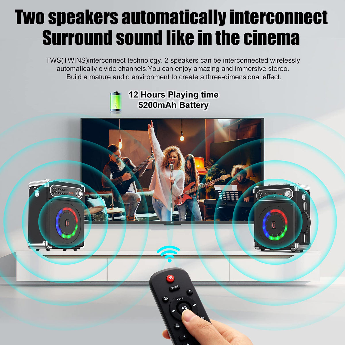 Bluetooth Speaker with Two Wireless Microphones O3965