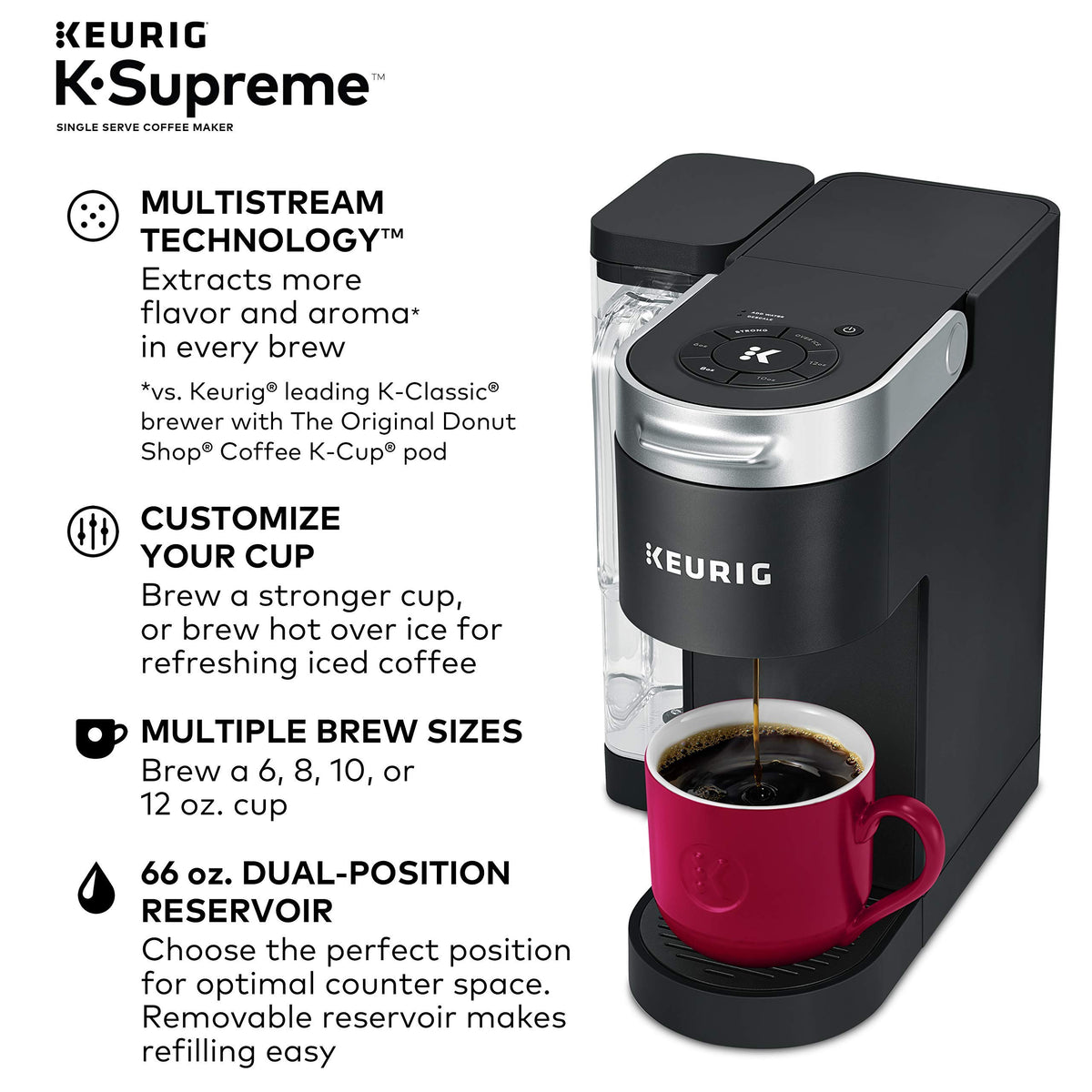Compact Single Door Mini Fridge with Freezer, 2.5 Cubic Feet, Black & Single Serve K-Cup Pod Coffee Maker, Black B785458
