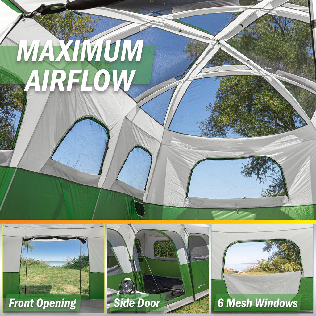 10-12 Person Camping Tent with Room Divider and Carry Bag X409