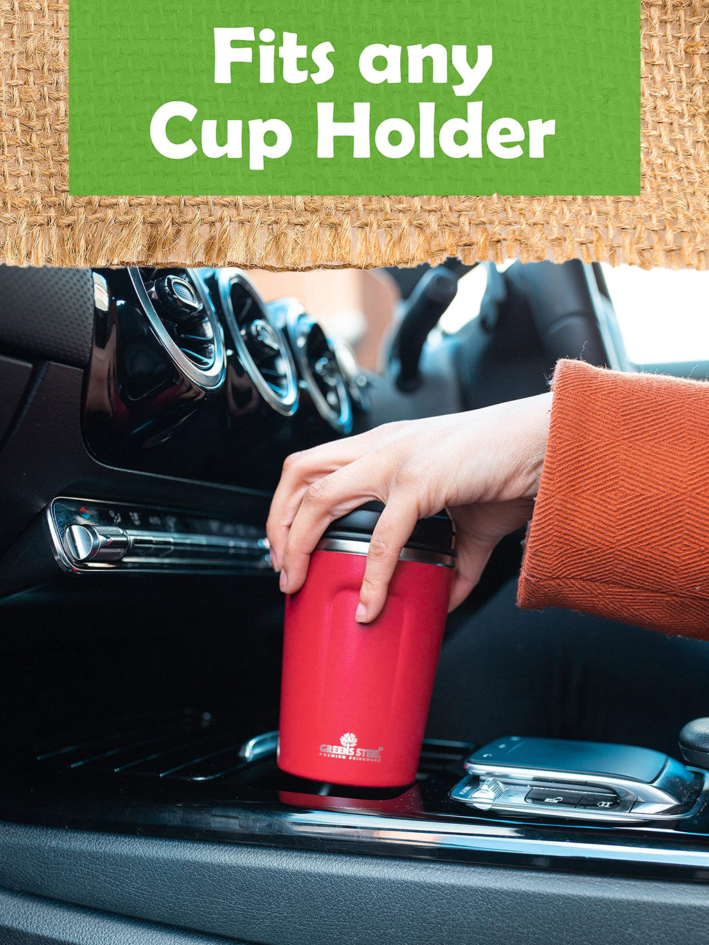 16 oz Black Stainless Steel Insulated Coffee Cup with Lid and Handle Q808447