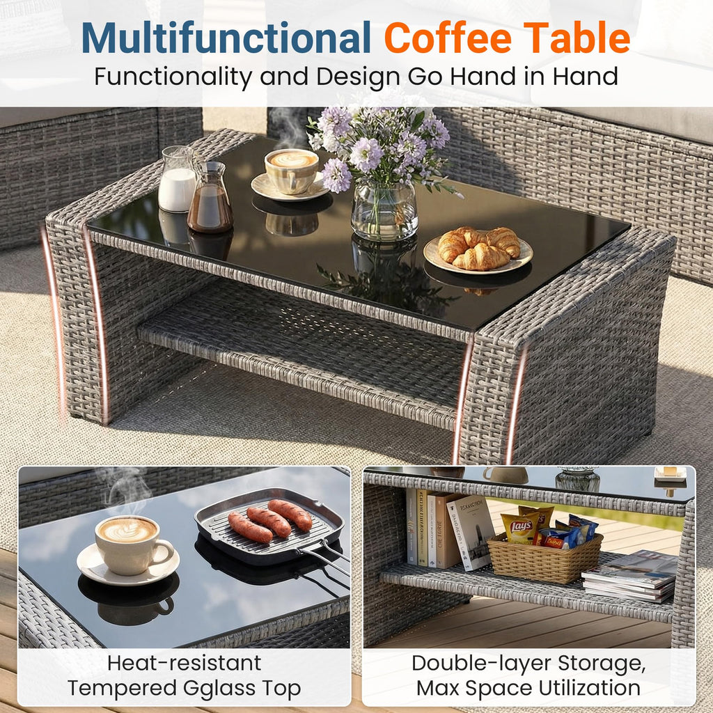 4 Piece Outdoor Wicker Patio Furniture Set Z88364
