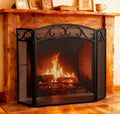 Black 3 Panel Wrought Iron Fireplace Screen H400390