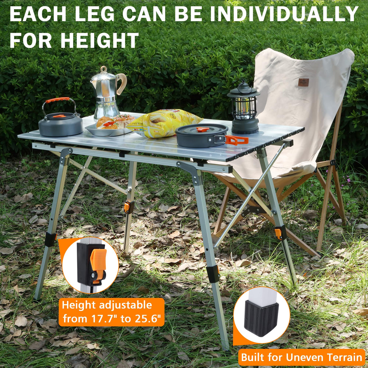 Lightweight Aluminum Folding Camping Table White I819