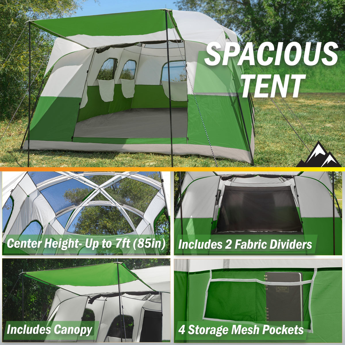 10-12 Person Camping Tent with Room Divider and Carry Bag X409