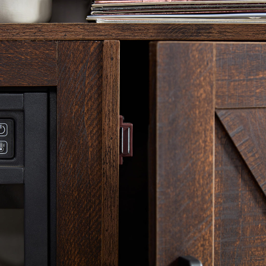 Farmhouse TV Media Stand with 18" Fireplace Insert, Espresso R42655