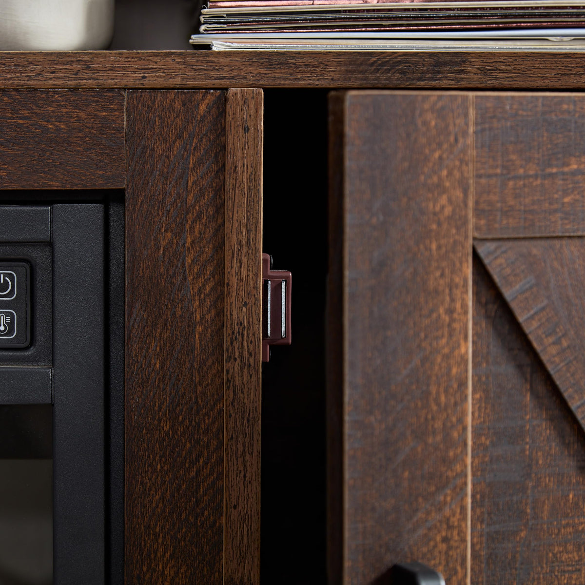 Farmhouse TV Media Stand with 18" Fireplace Insert, Espresso R42655