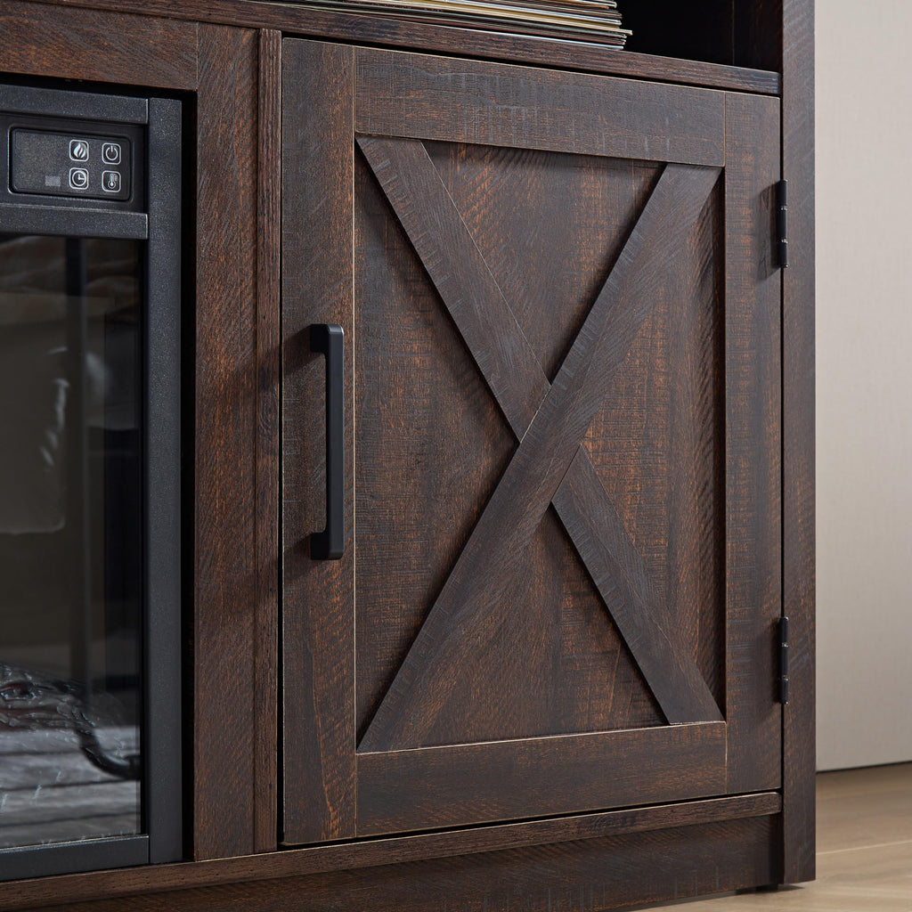 Farmhouse TV Media Stand with 18" Fireplace Insert, Espresso R42655