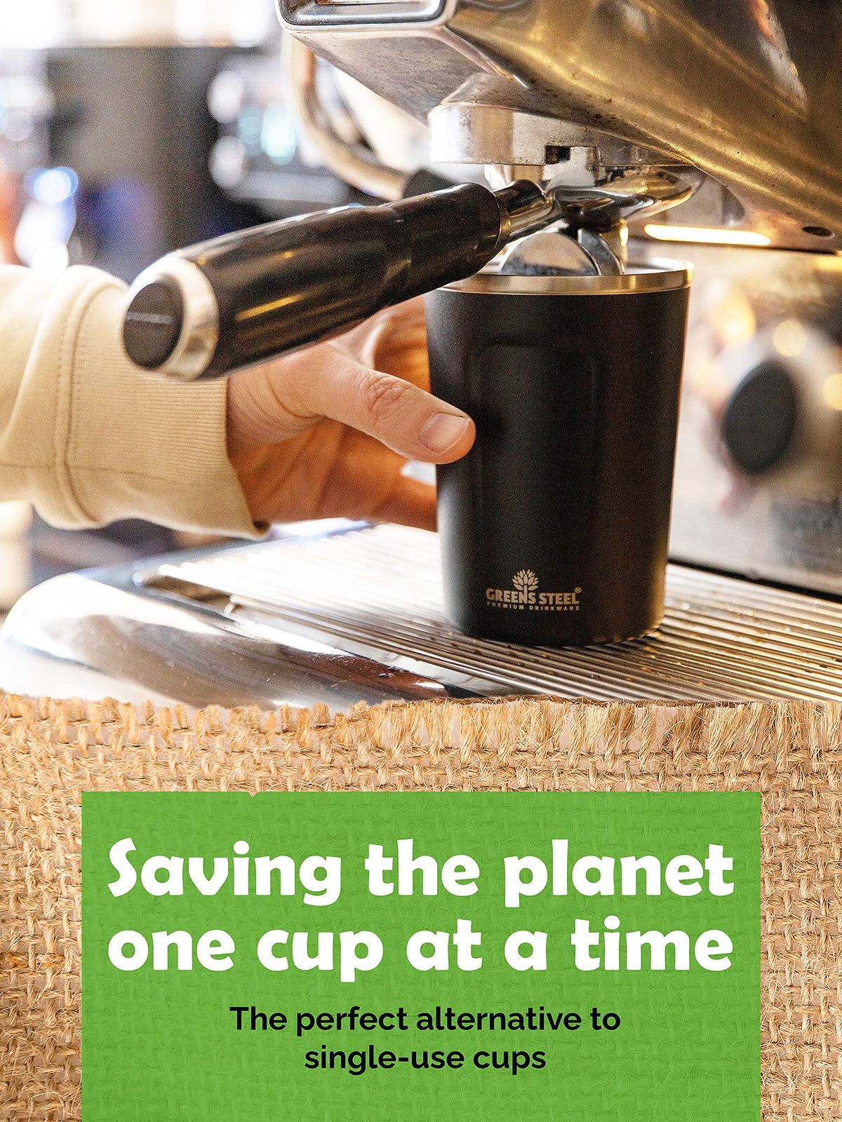 16 oz Black Stainless Steel Insulated Coffee Cup with Lid and Handle Q808447